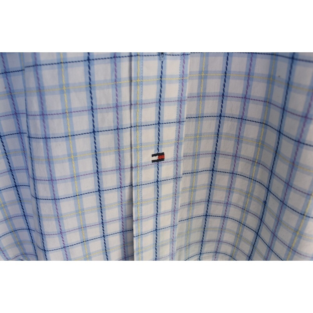 Tommy Hilfiger Men's Blue Plaids & Checks L/S Button Up Cotton Medium Shirt - Picture 4 of 12
